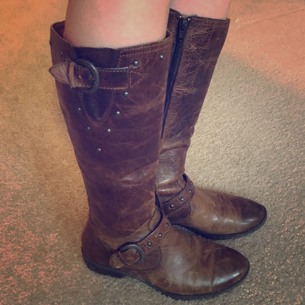 B.O.C tall studded leather boots size 7